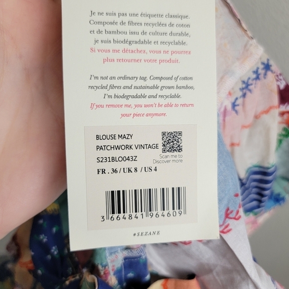 Sezane Mazy Top in Patchwork Vintage size 36 NWT - Picture 9 of 9